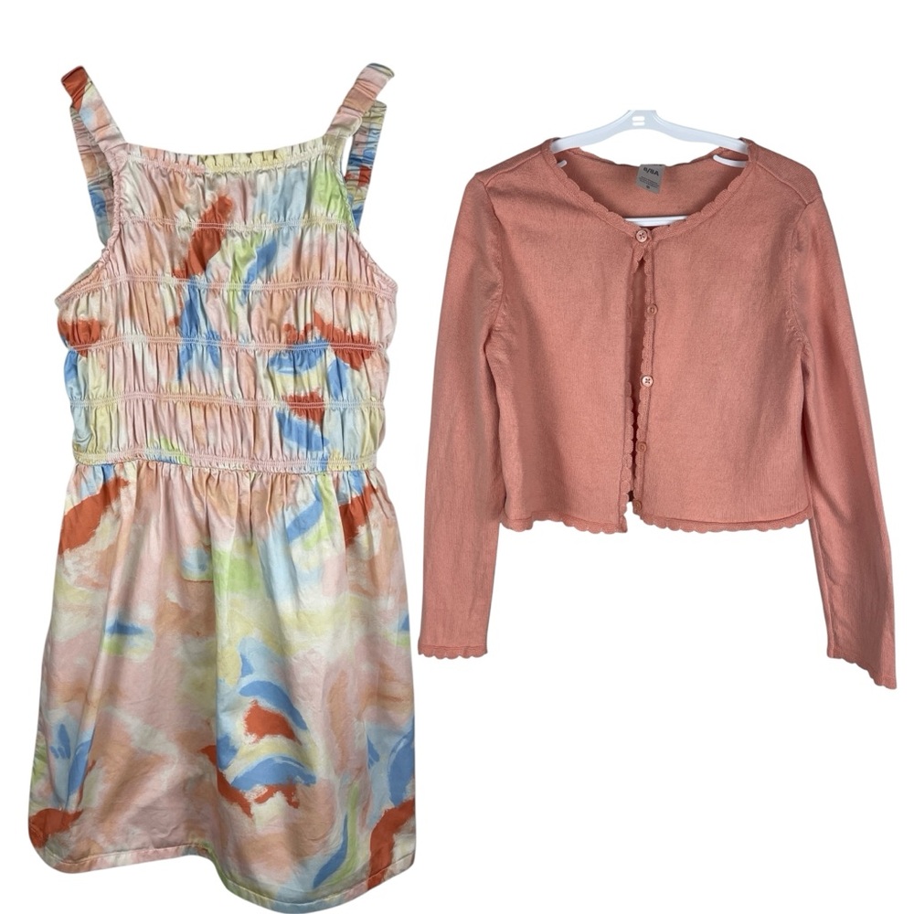 Carters Girls Sleeveless Cotton Dress and Cardigan Sweater Set Size 8